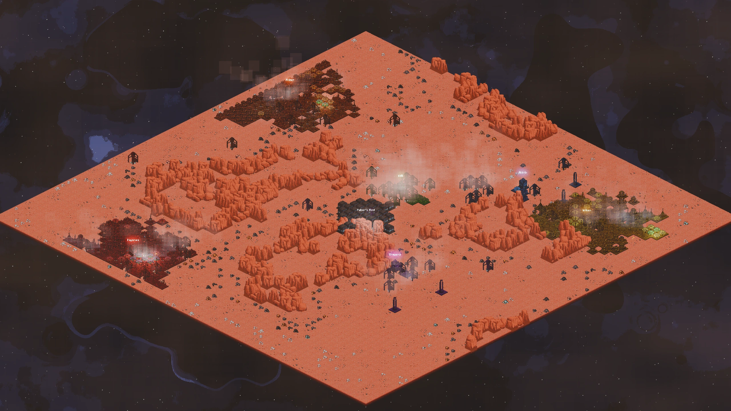 A screenshot of a late-game colony overview