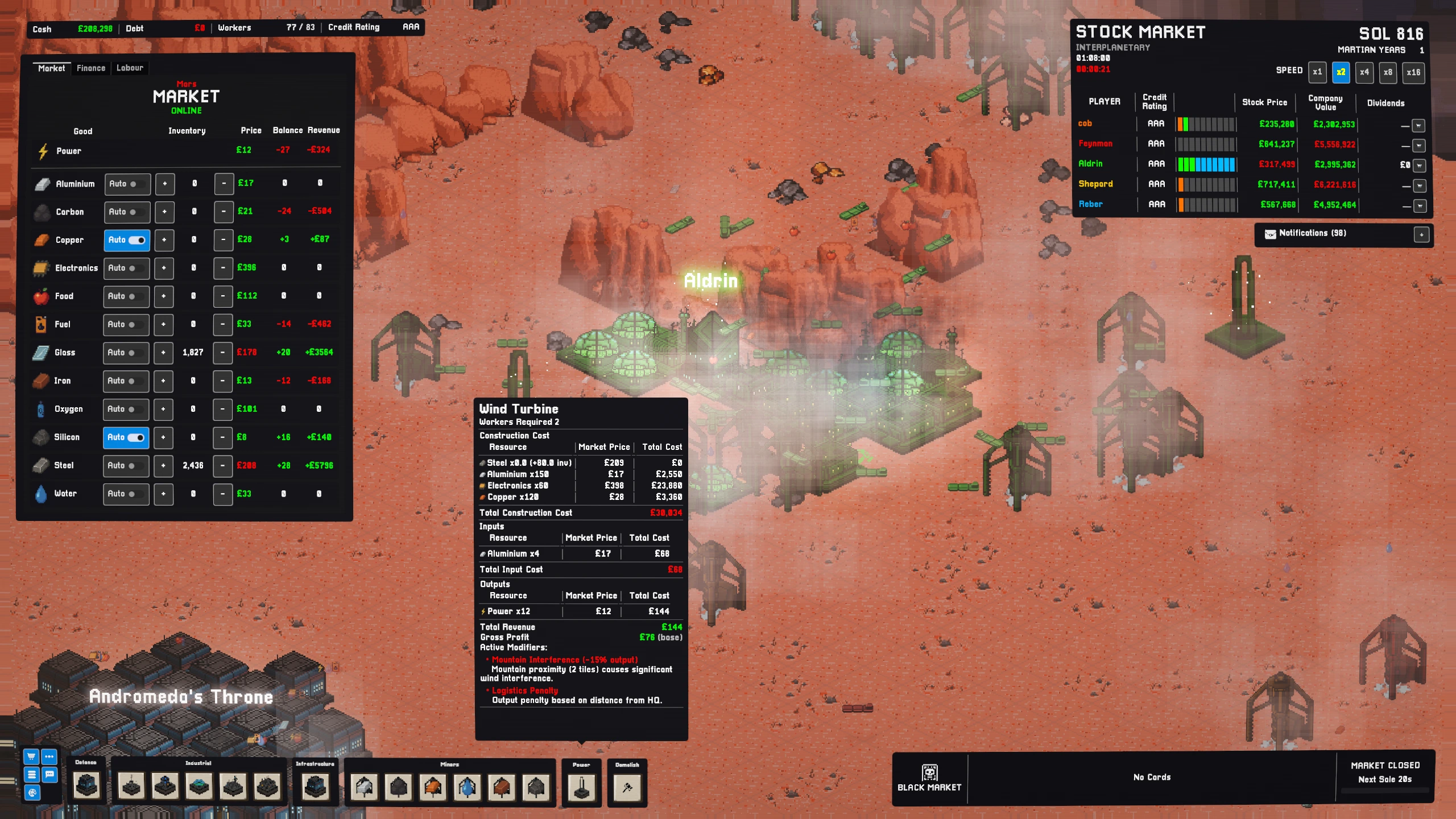 A screenshot of the in-game market interface